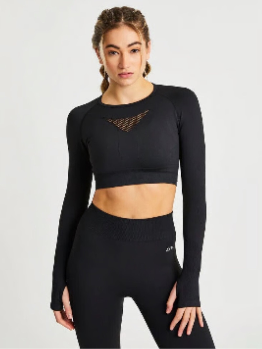 AYBL MOTION SEAMLESS LONG SLEEVE CROP TOP, Black, LG